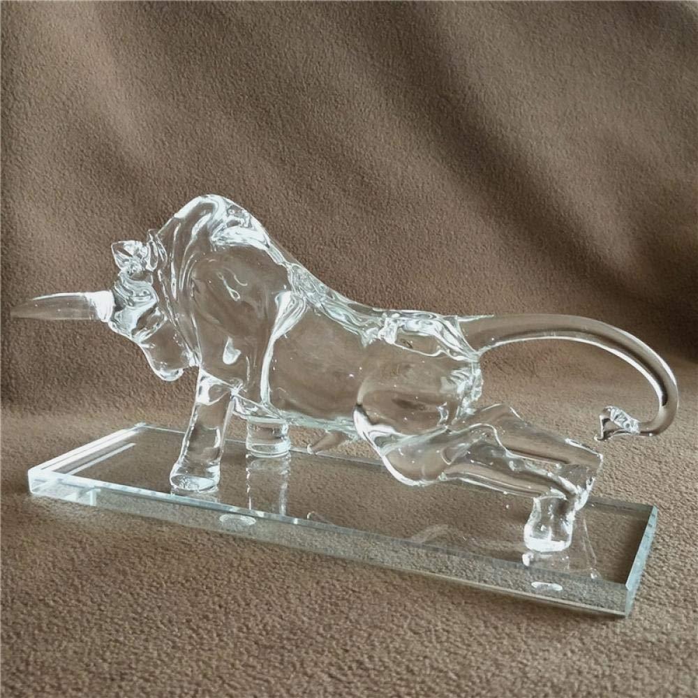 Crystal Bull Figurine, Glass Sculpture, Clear