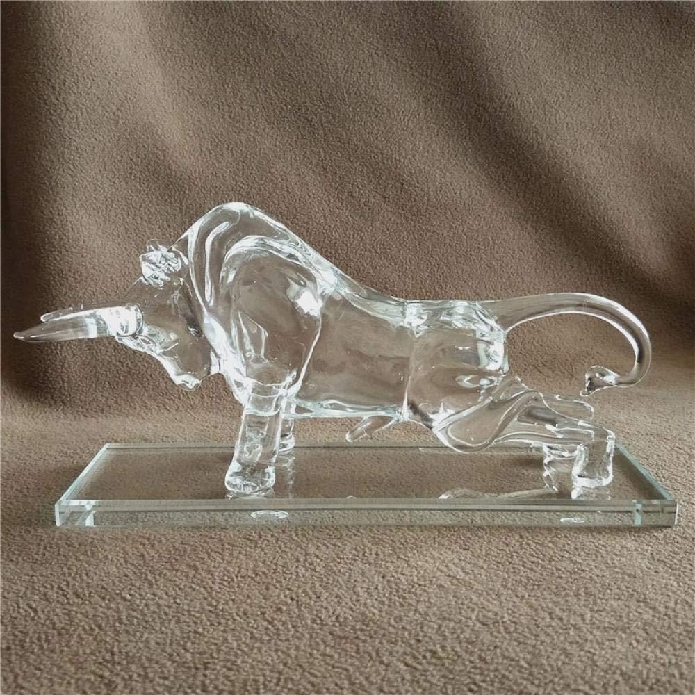 Crystal Bull Figurine, Glass Sculpture, Clear
