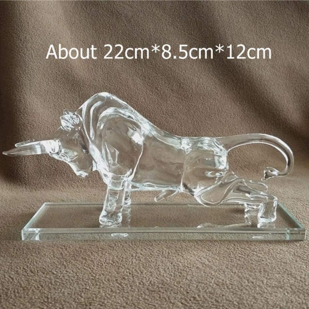 Crystal Bull Figurine, Glass Sculpture, Clear