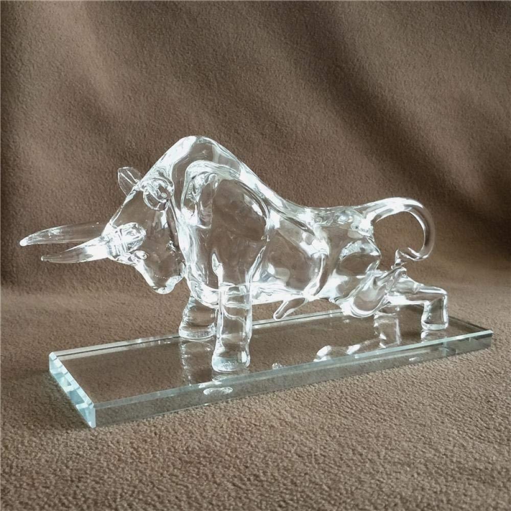 Crystal Bull Figurine, Glass Sculpture, Clear