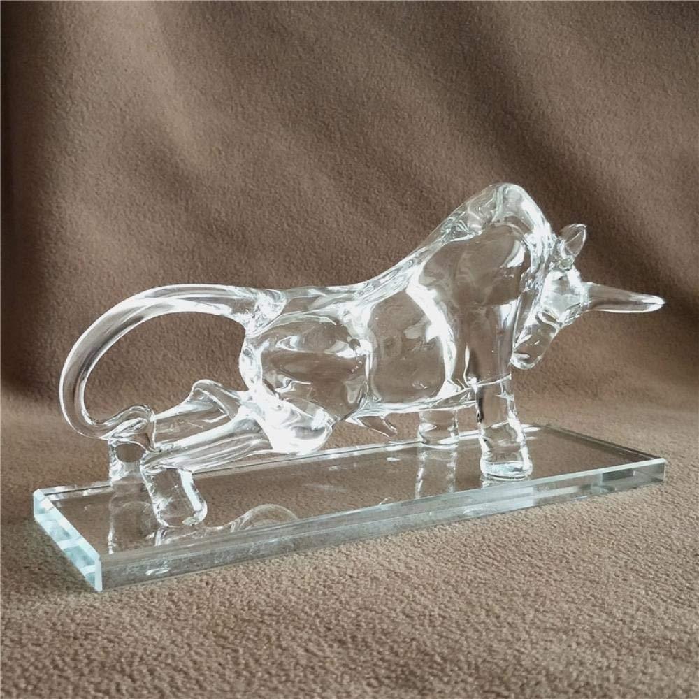 Crystal Bull Figurine, Glass Sculpture, Clear
