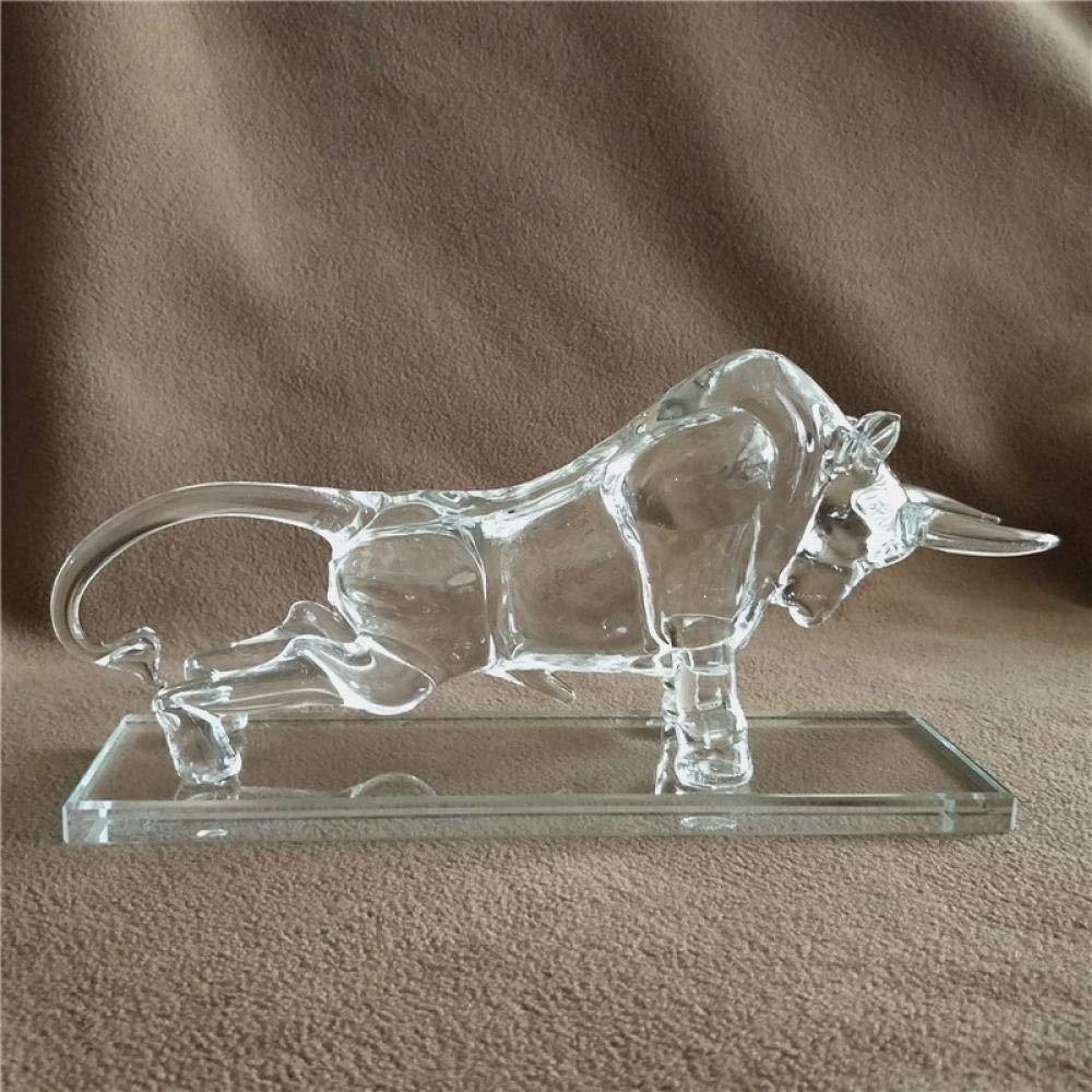 Crystal Bull Figurine, Glass Sculpture, Clear