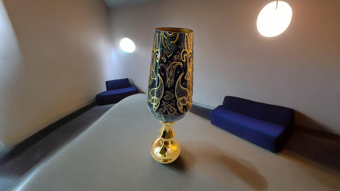 Golden and Black Handcrafted Metal Flower Vase