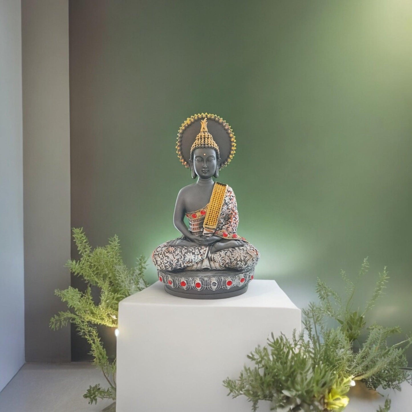 Poly Resin Black matte colour Buddha ji in Meditation Position