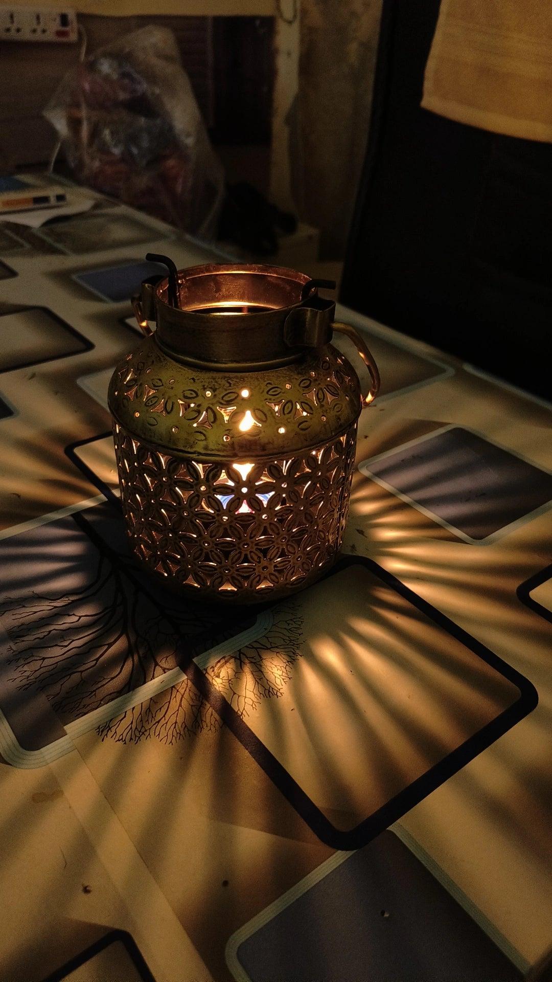 Antique Metal T-Light Candle Holder