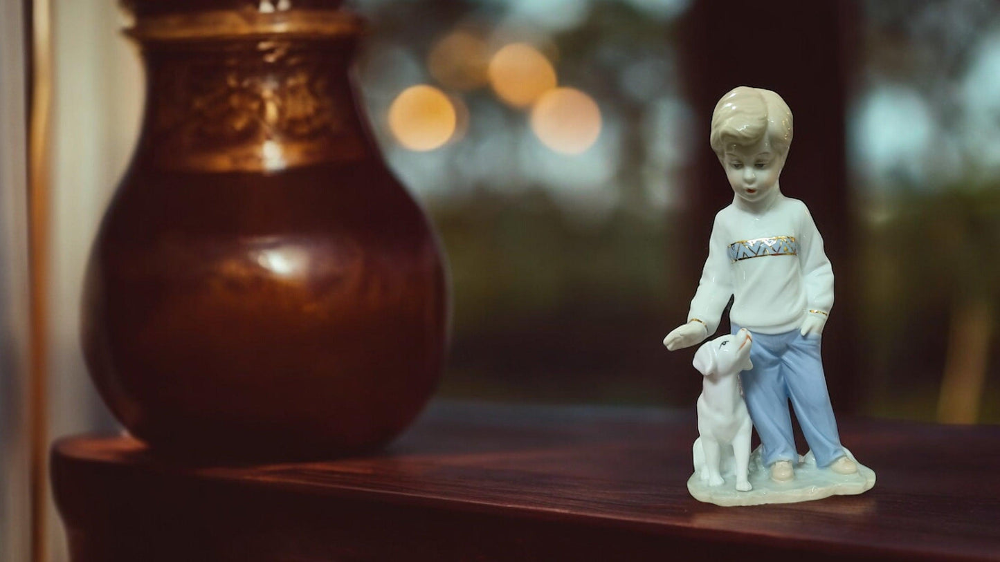 "My Loyal Friend" Boy Statue with Dog