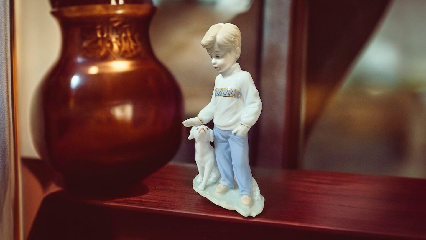 "My Loyal Friend" Boy Statue with Dog
