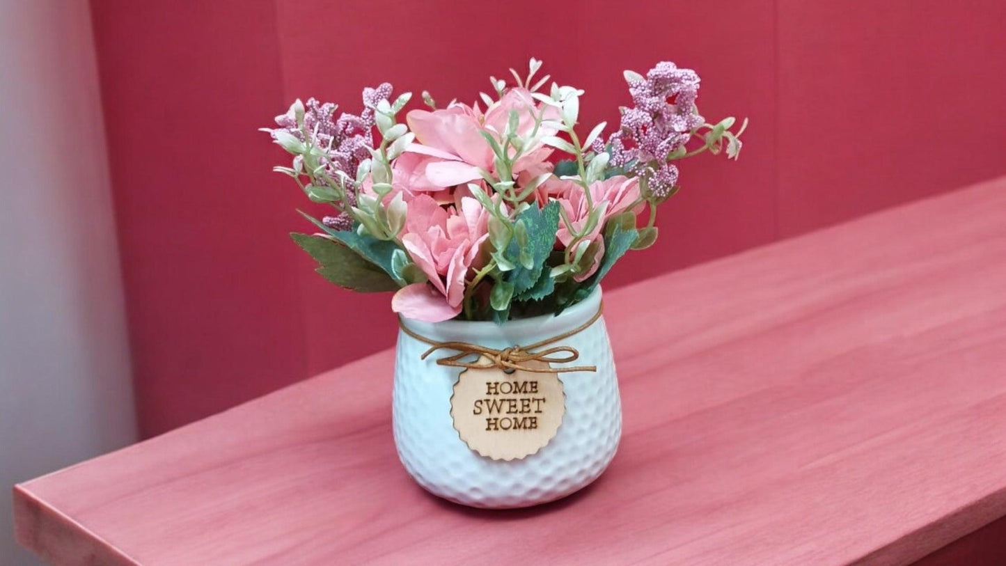 Small Flower Pot with White and Pink Roses