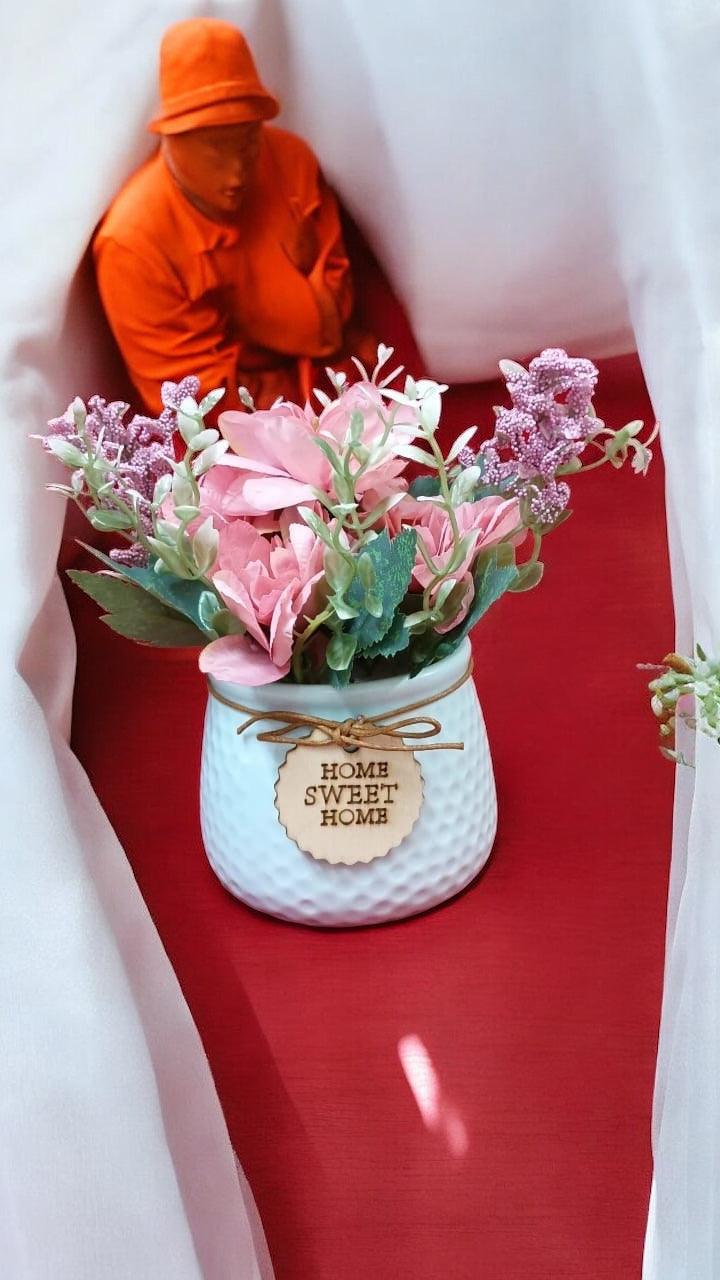 Small Flower Pot with White and Pink Roses