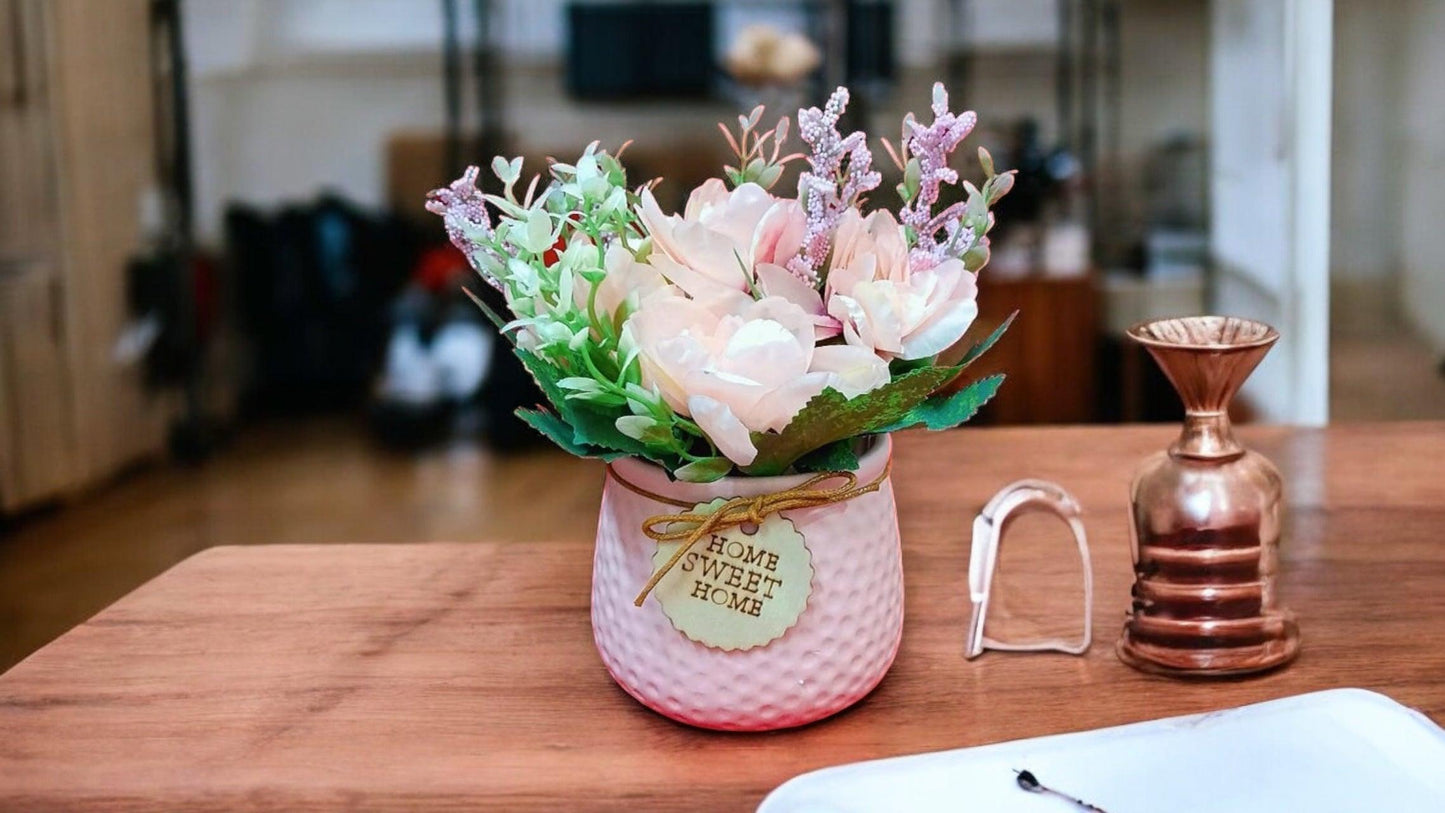Small Flower Pot with White and Pink Roses
