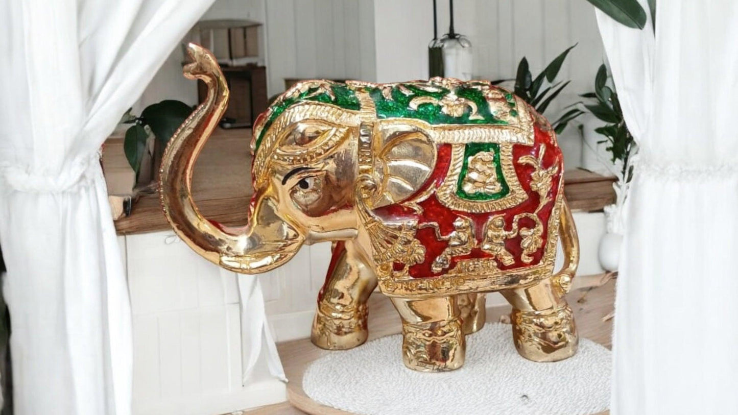 Gujlaxmi Golden Elephant with Rajasthani Art