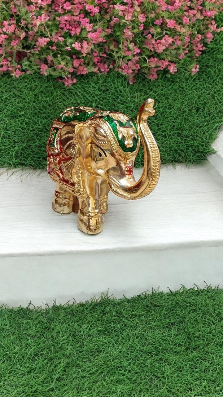 Gujlaxmi Golden Elephant with Rajasthani Art