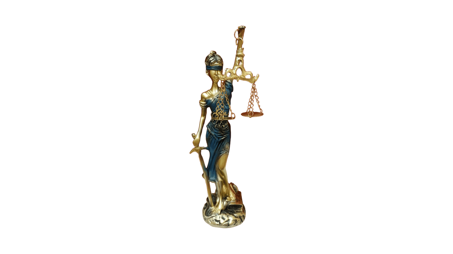 Elegant Golden and Blue Lady Justice Statue