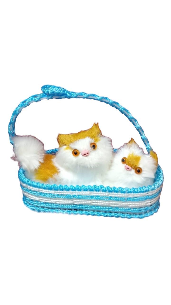 Adorable Kitten Pair in Basket