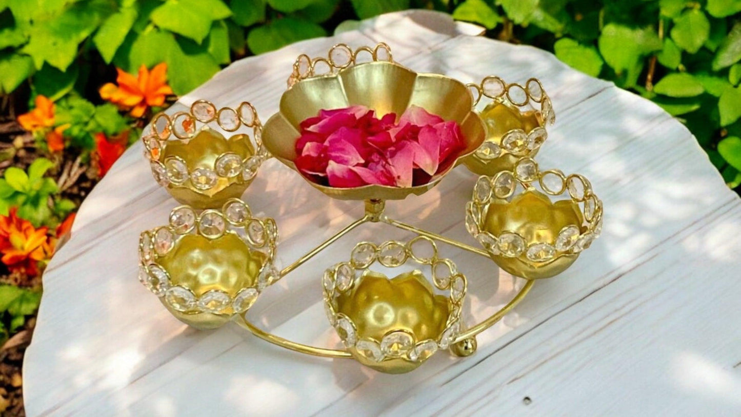 Golden Metal Diya set