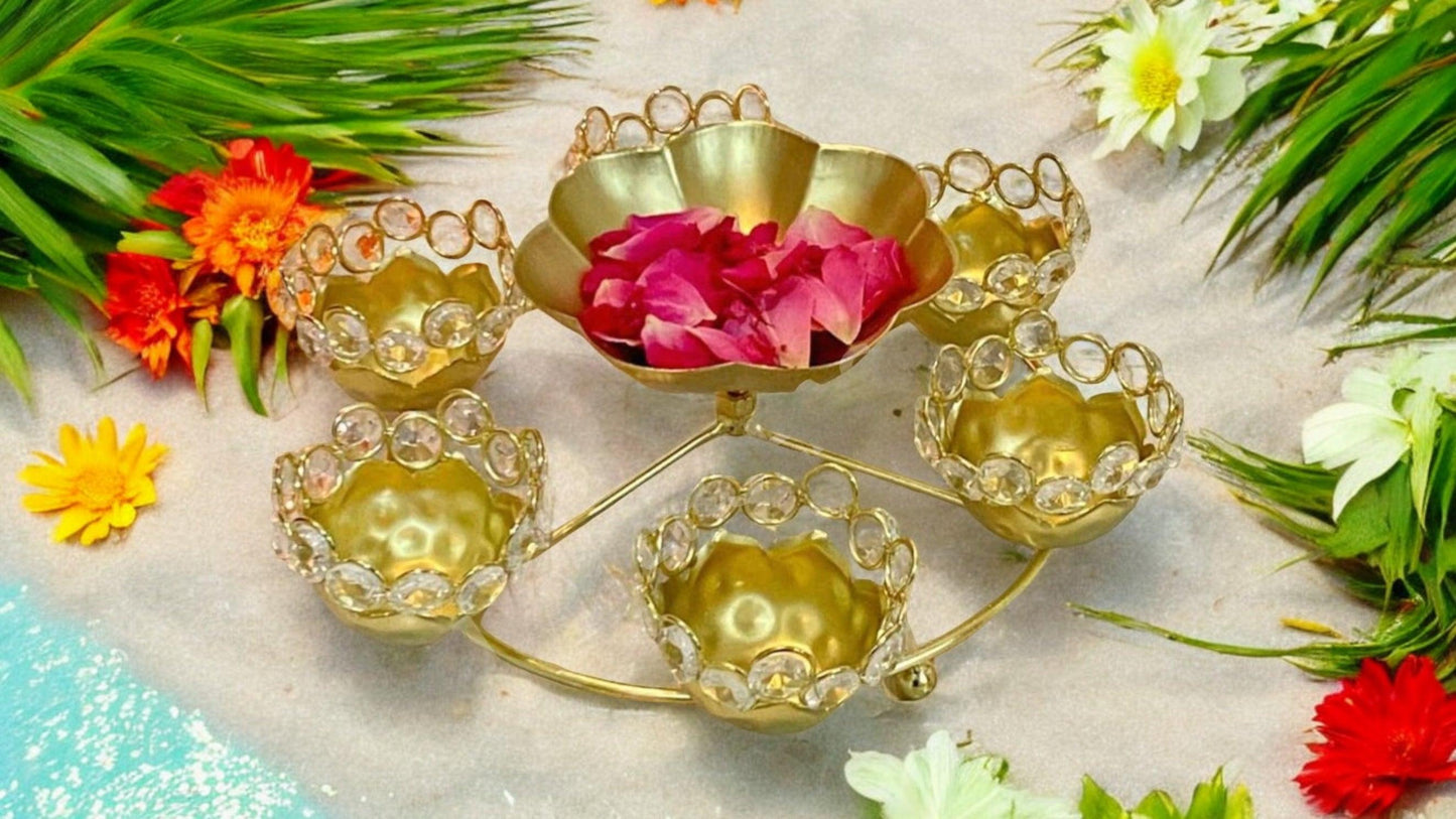 Golden Metal Diya set