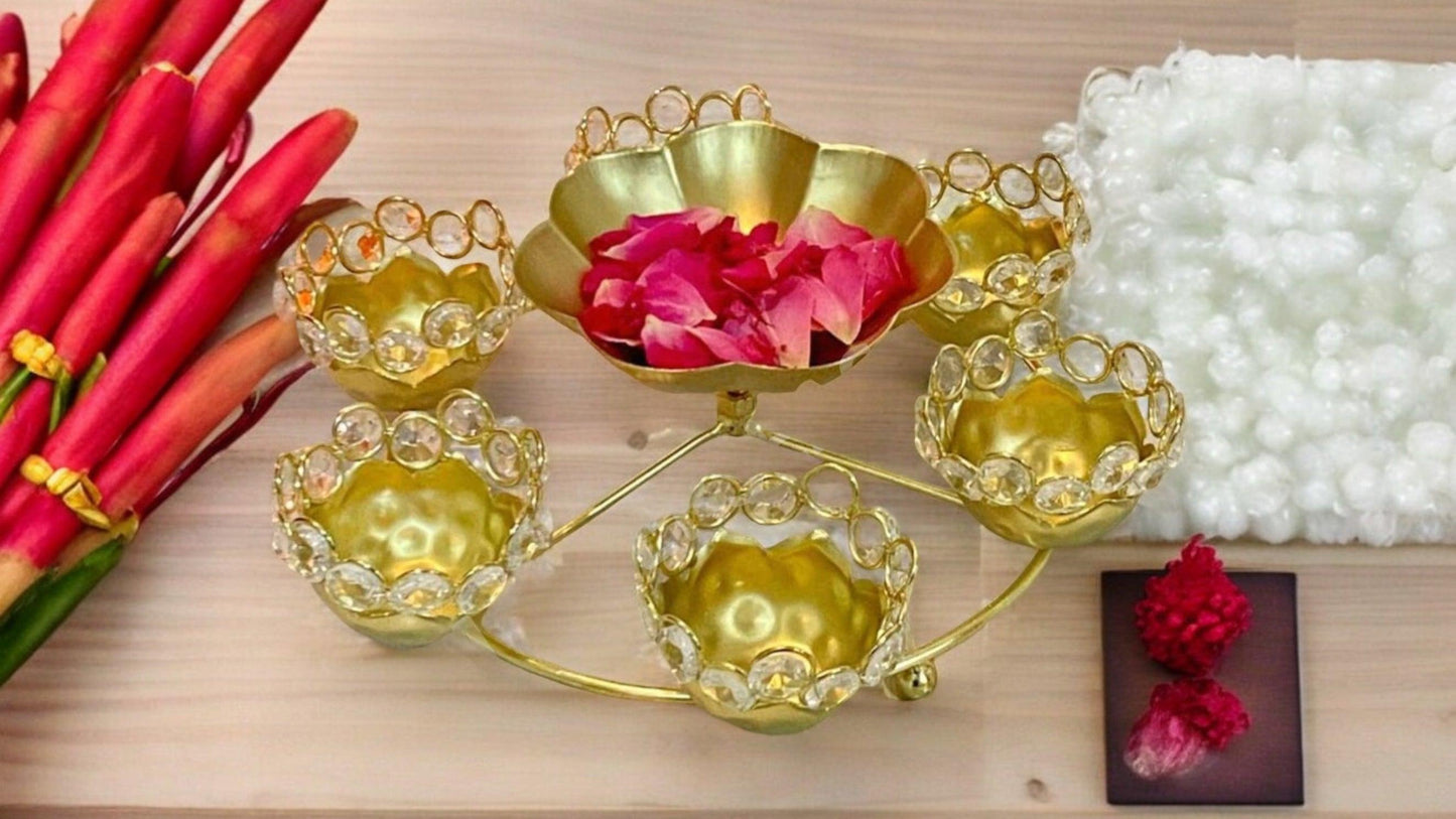 Golden Metal Diya set
