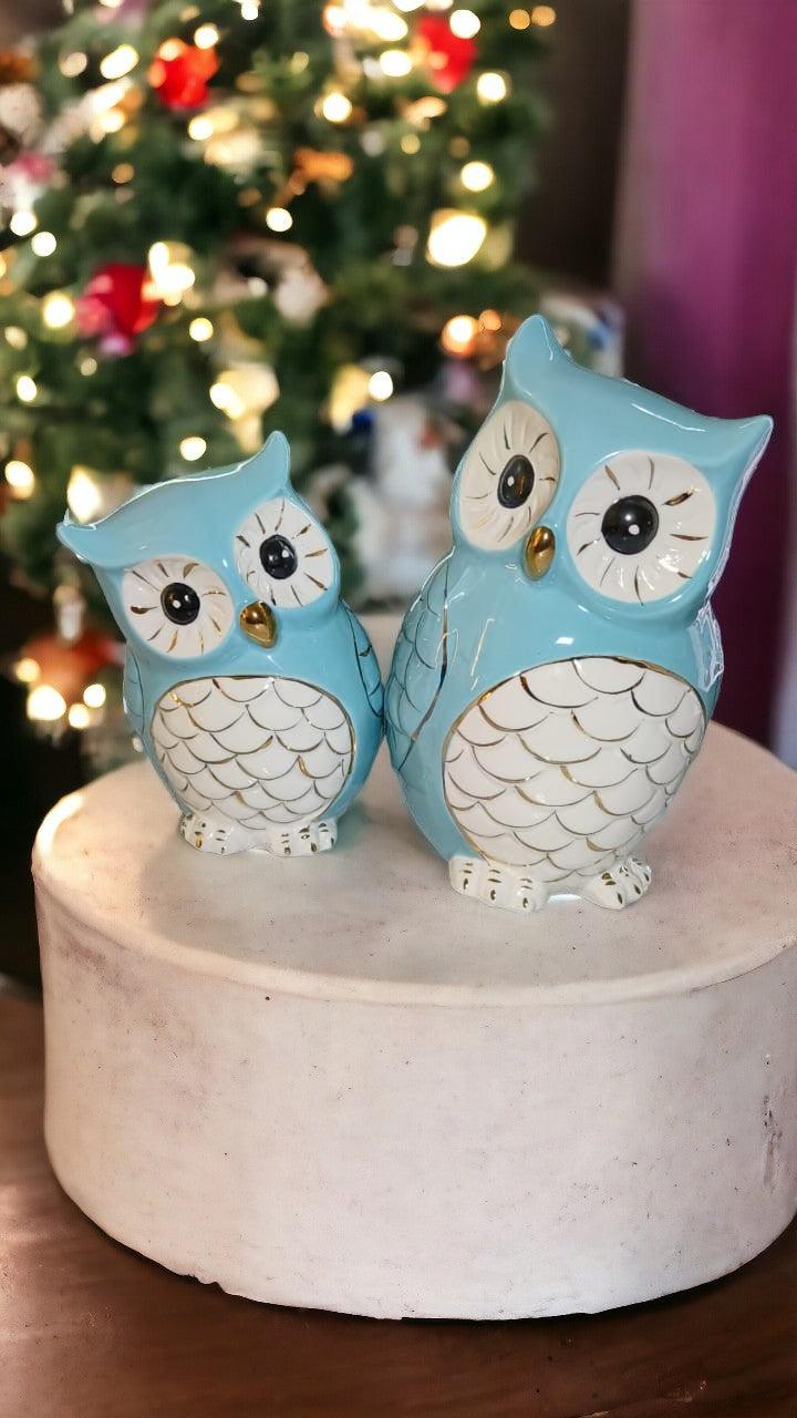Ceramic Owl Pair | Figurine Set of 2