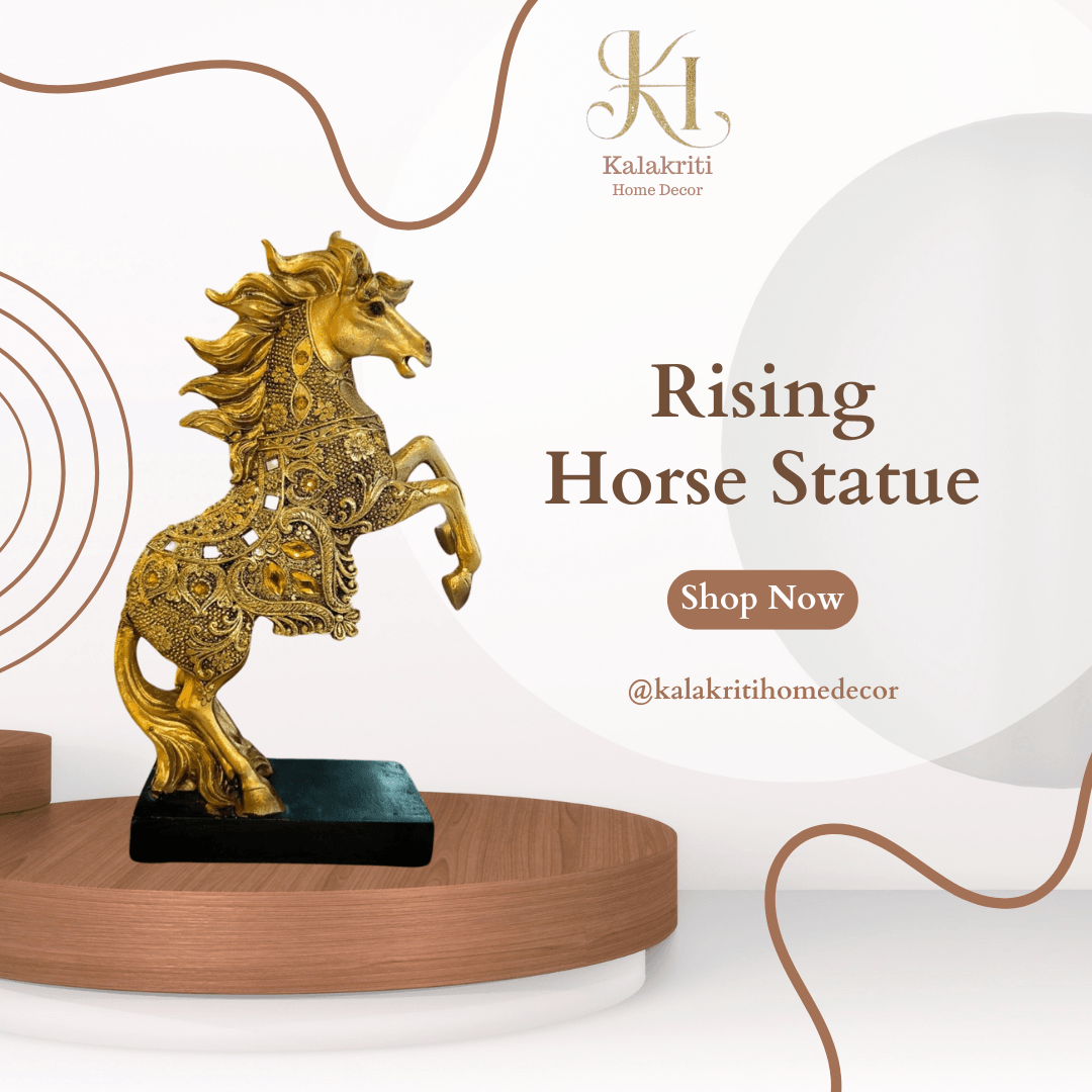 Golden Rising Horse Statue