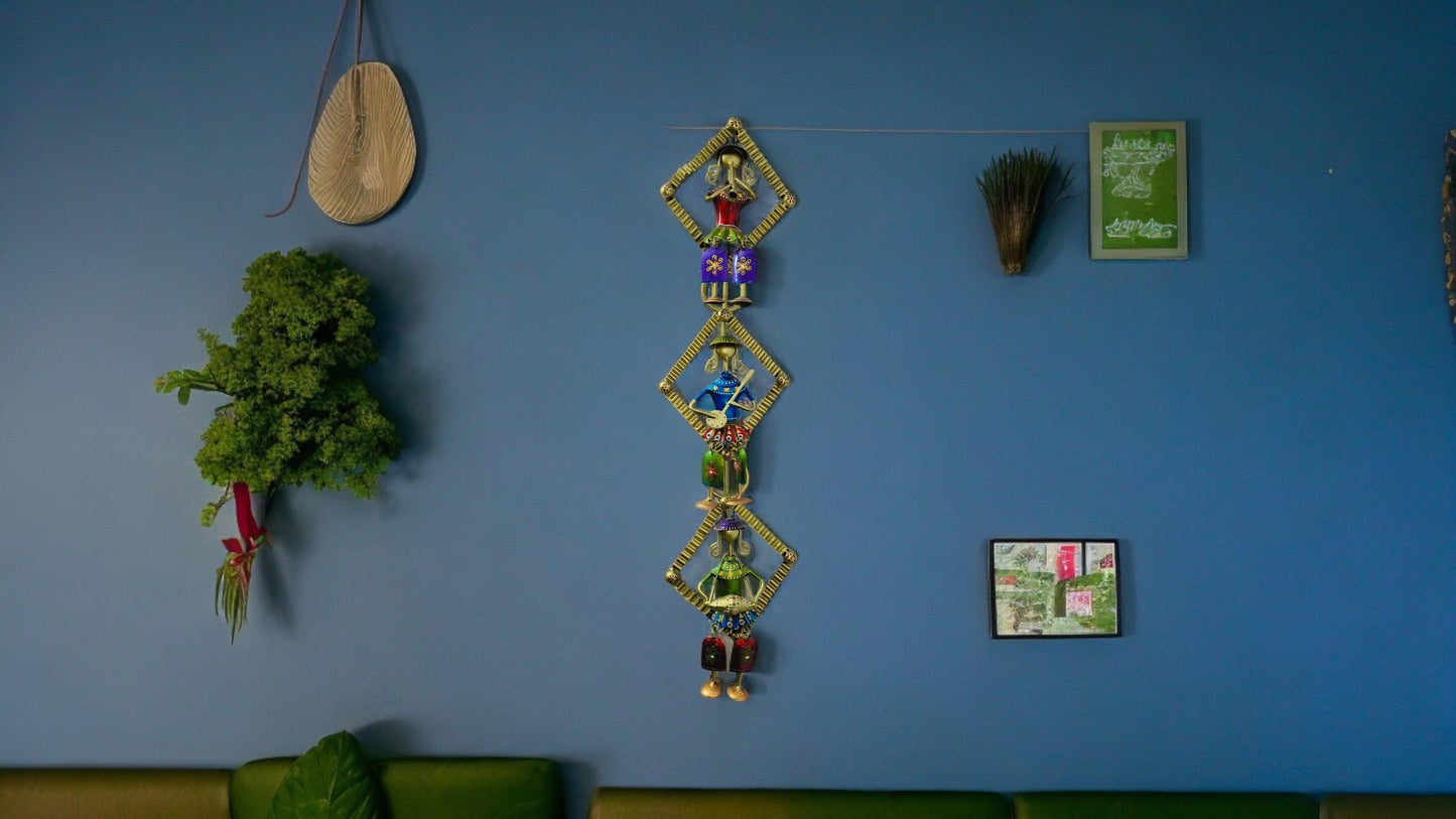 Handmade Multicolour Metal Wall Decor - Trio of Musicians with Hanging Legs