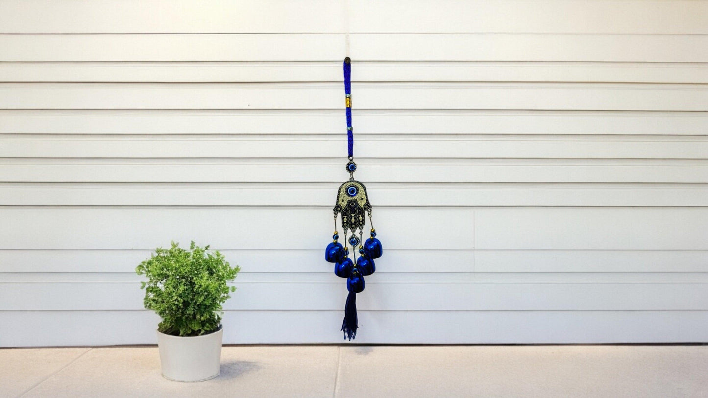 Evil Eye Hamsa Hand Amulet with wind chimes