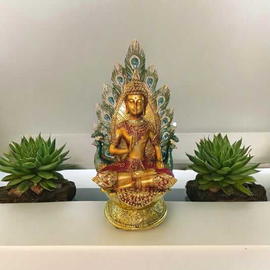 Gautam Buddha Statue sitting on Peacock