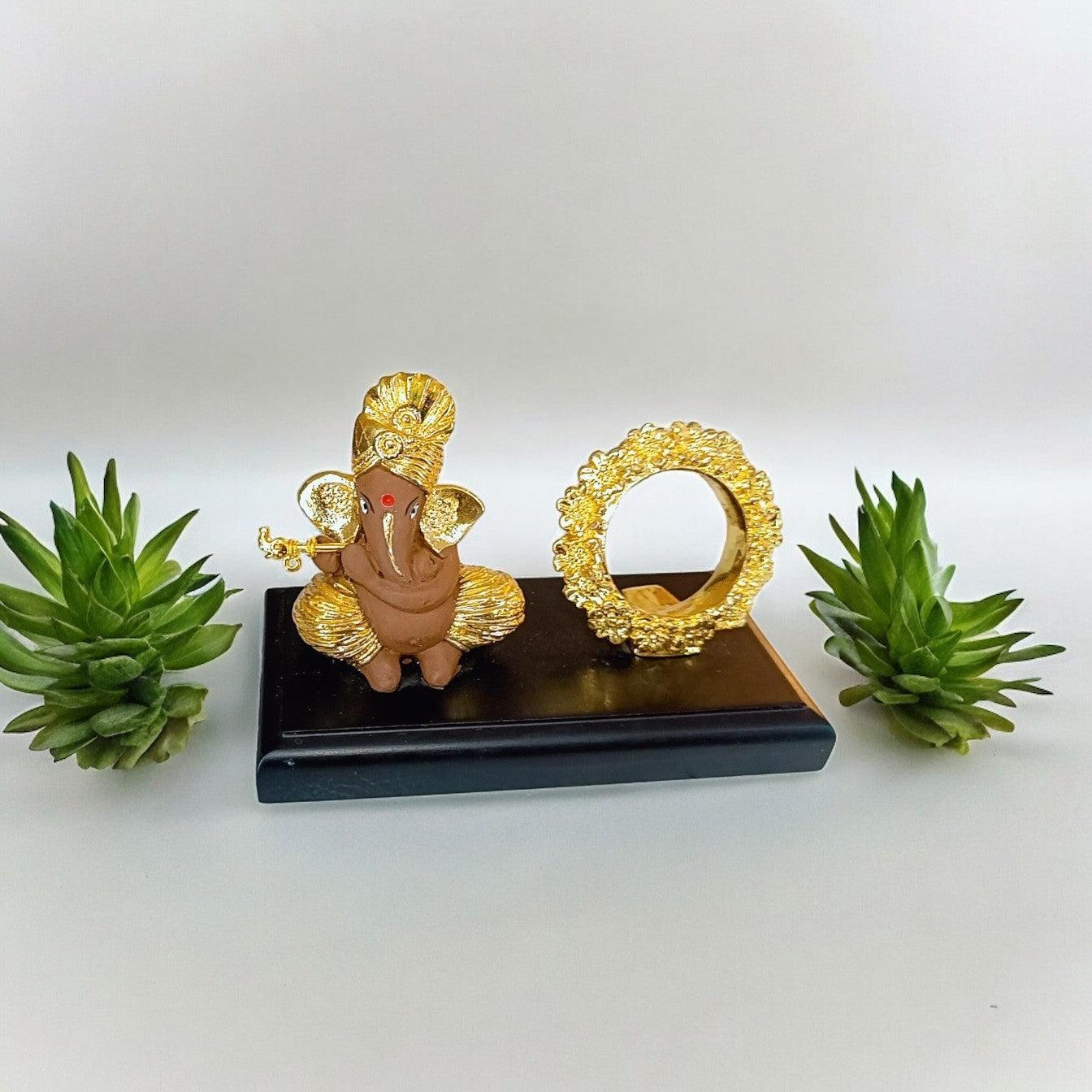 Elegant Lord Ganesh Playing Flute Showpiece