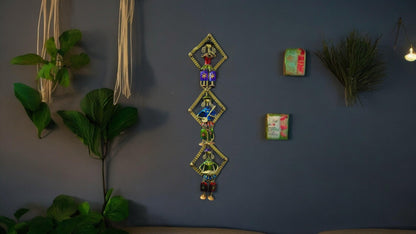 Handmade Multicolour Metal Wall Decor - Trio of Musicians with Hanging Legs