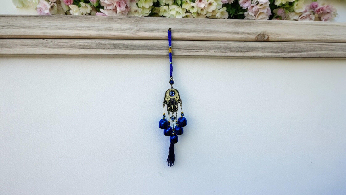 Evil Eye Hamsa Hand Amulet with wind chimes