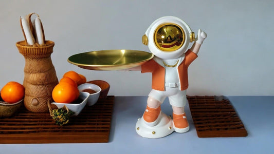 Astronaut Figurine with Metal Tray