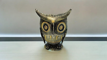 Big Eyed Owl Metallic Pen Stand