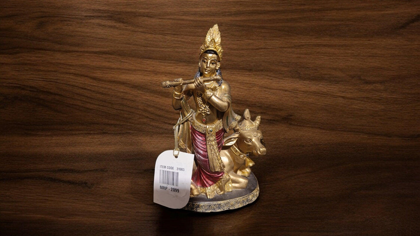 Lord Krishna Idol – Elegant and Radiant in Gold Finish