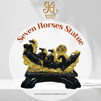 Seven Horse Showpiece - Black & Gold