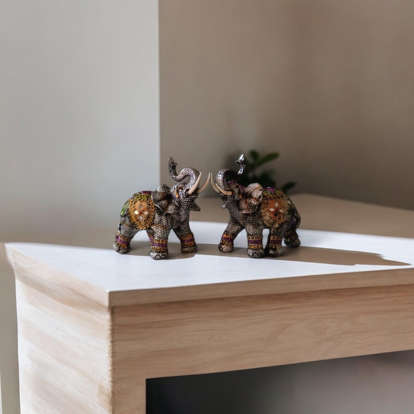 Graceful Elephant Statue Pair
