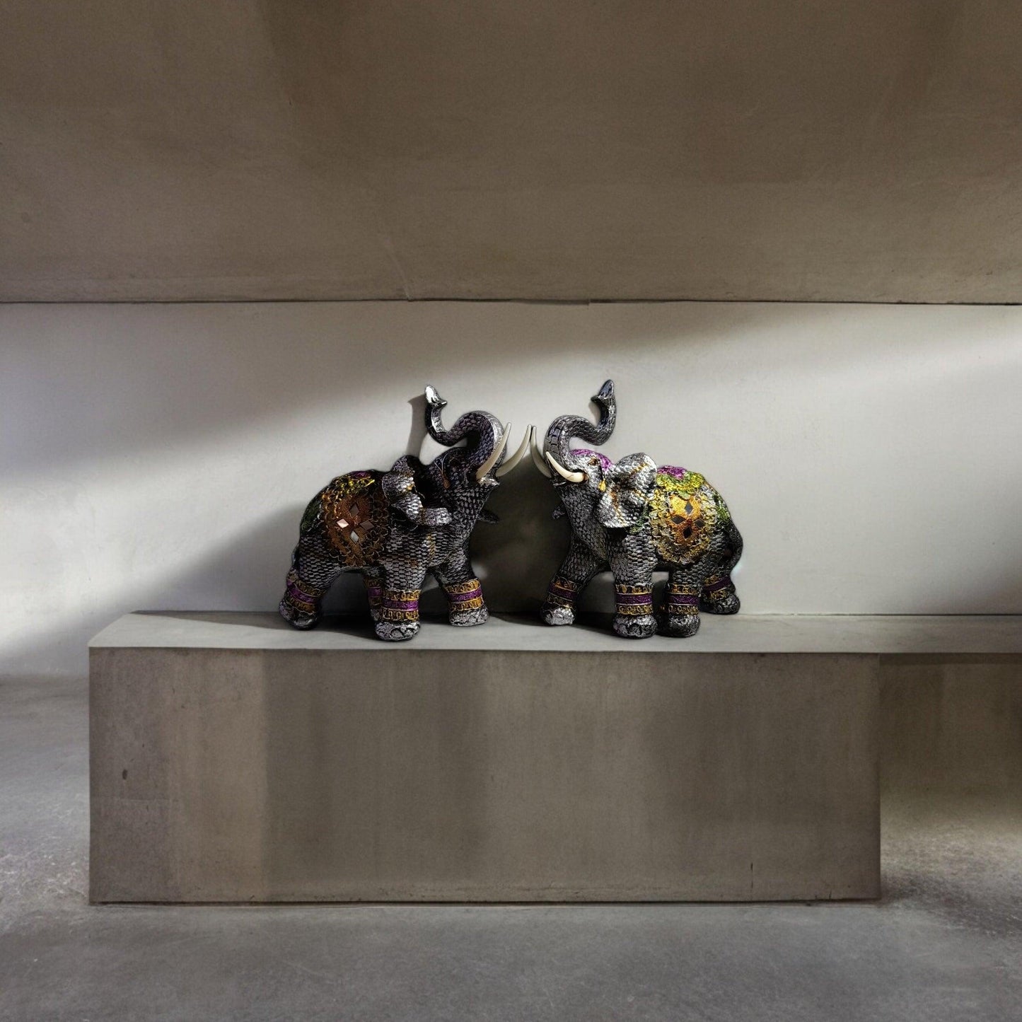 Graceful Elephant Statue Pair