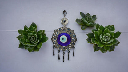 Octagonal Evil Eye Amulet with Hanging Pendants