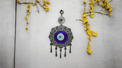 Octagonal Evil Eye Amulet with Hanging Pendants