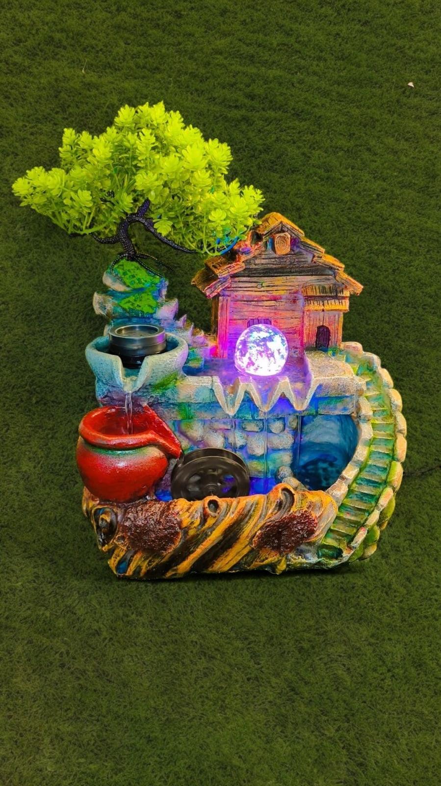 Elegant Nature Fountain with Spinning Wheels and Crystal Ball