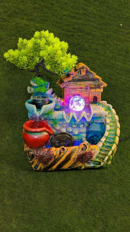 Elegant Nature Fountain with Spinning Wheels and Crystal Ball