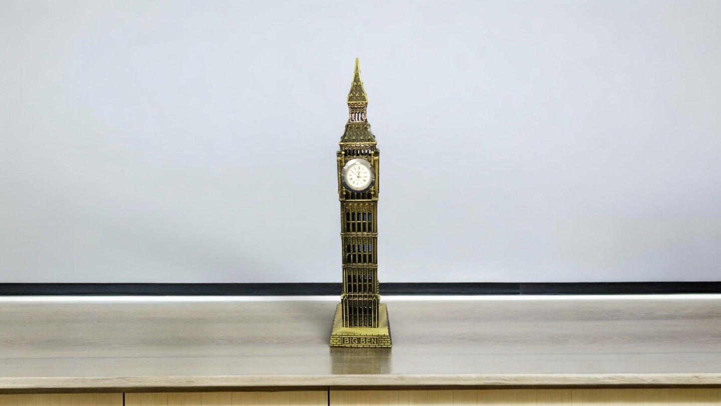 Golden Big Ben of London with Working Clock Showpiece.
