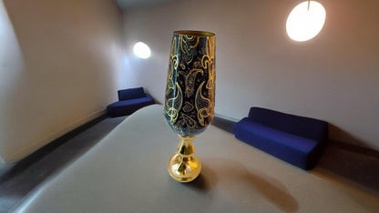 Golden and Black Handcrafted Metal Flower Vase