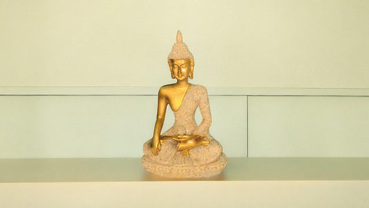 Beige and Golden Buddha for Car Dashboard: A Symbol of Serenity and Elegance