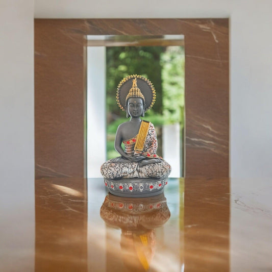Poly Resin Black matte colour Buddha ji in Meditation Position