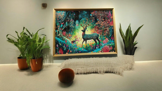 Multicolor Deer Scenery with Crystal Coated Resin Art