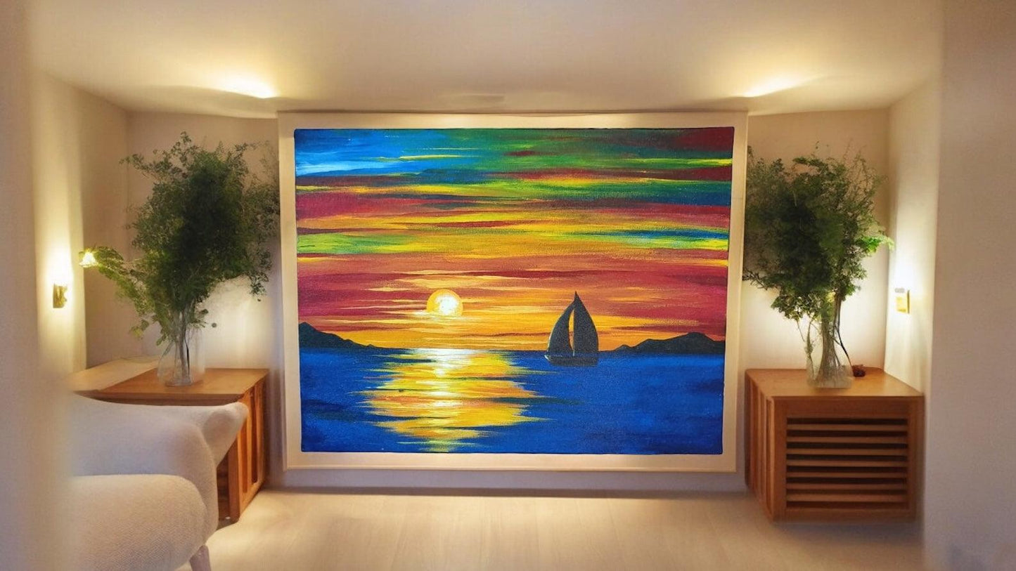 Vibrant Evening Scenery Canvas Painting