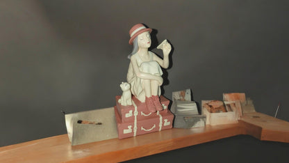Charming Girl with Kitty Resin Statue - Matte Finish Art sculpture