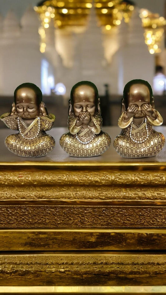 Beautiful Golden Baby Monk Set (Superior Quality, Set of 3)