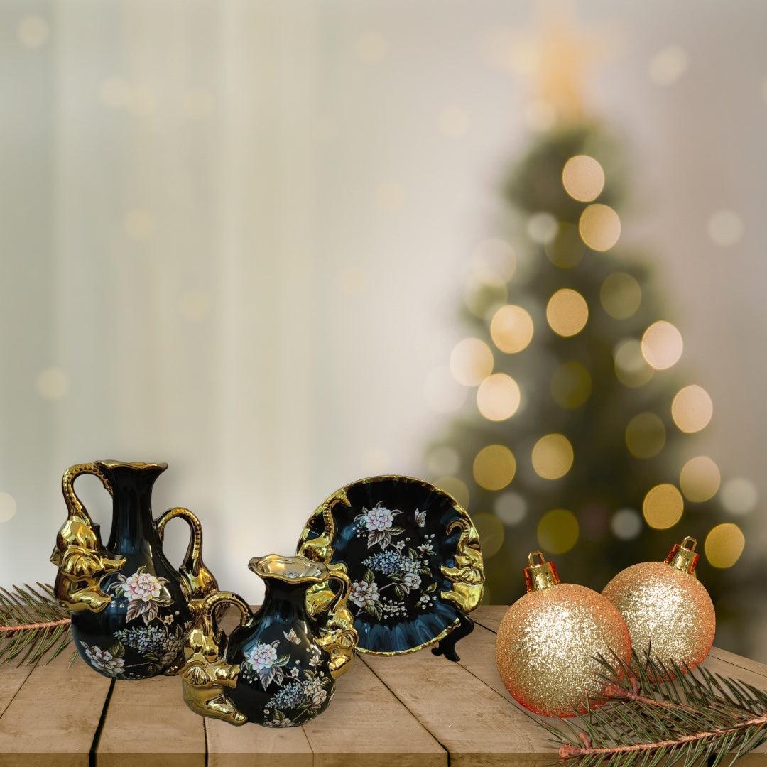 Black and Golden Rounded Hydria ceramic Crockery Showpiece: A Touch of Timeless Elegance