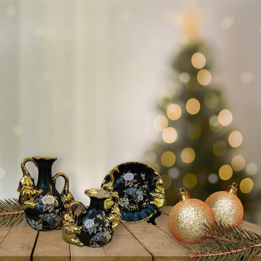 Black and Golden Rounded Hydria ceramic Crockery Showpiece: A Touch of Timeless Elegance