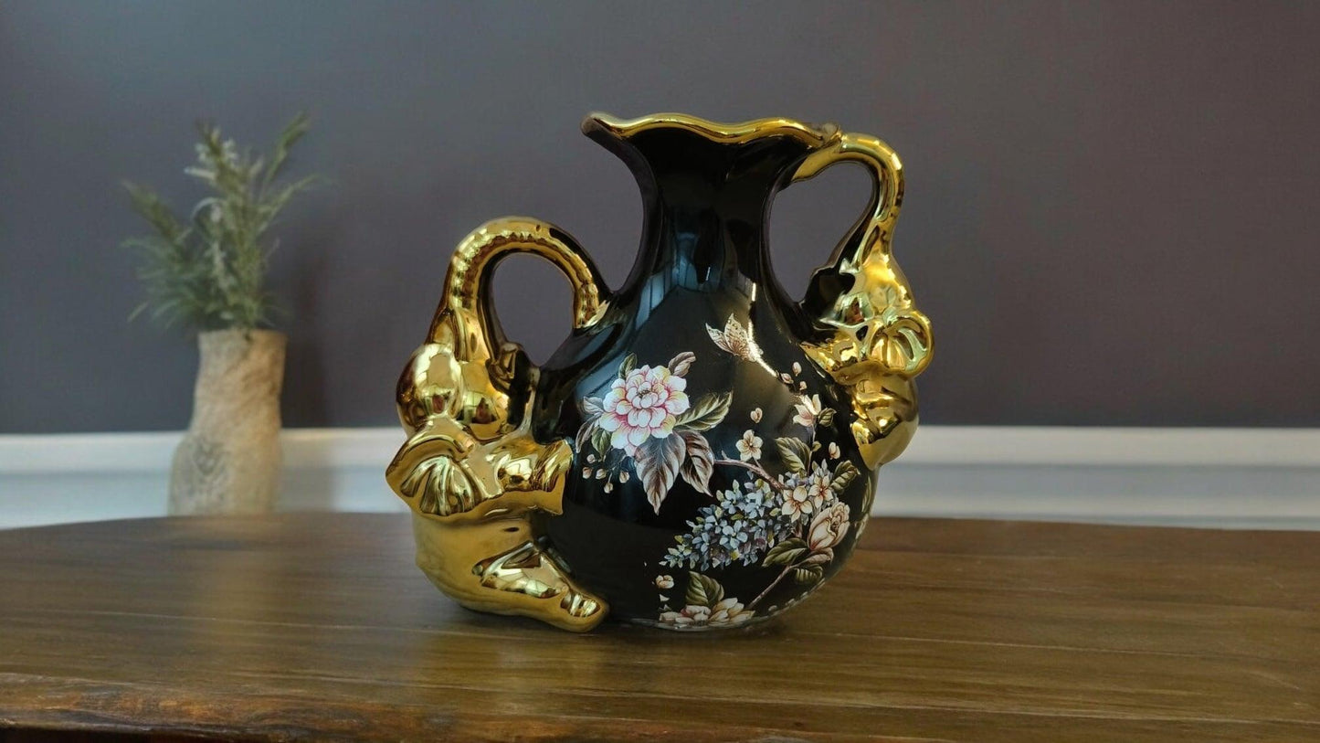 Black and Golden Rounded Hydria ceramic Crockery Showpiece: A Touch of Timeless Elegance